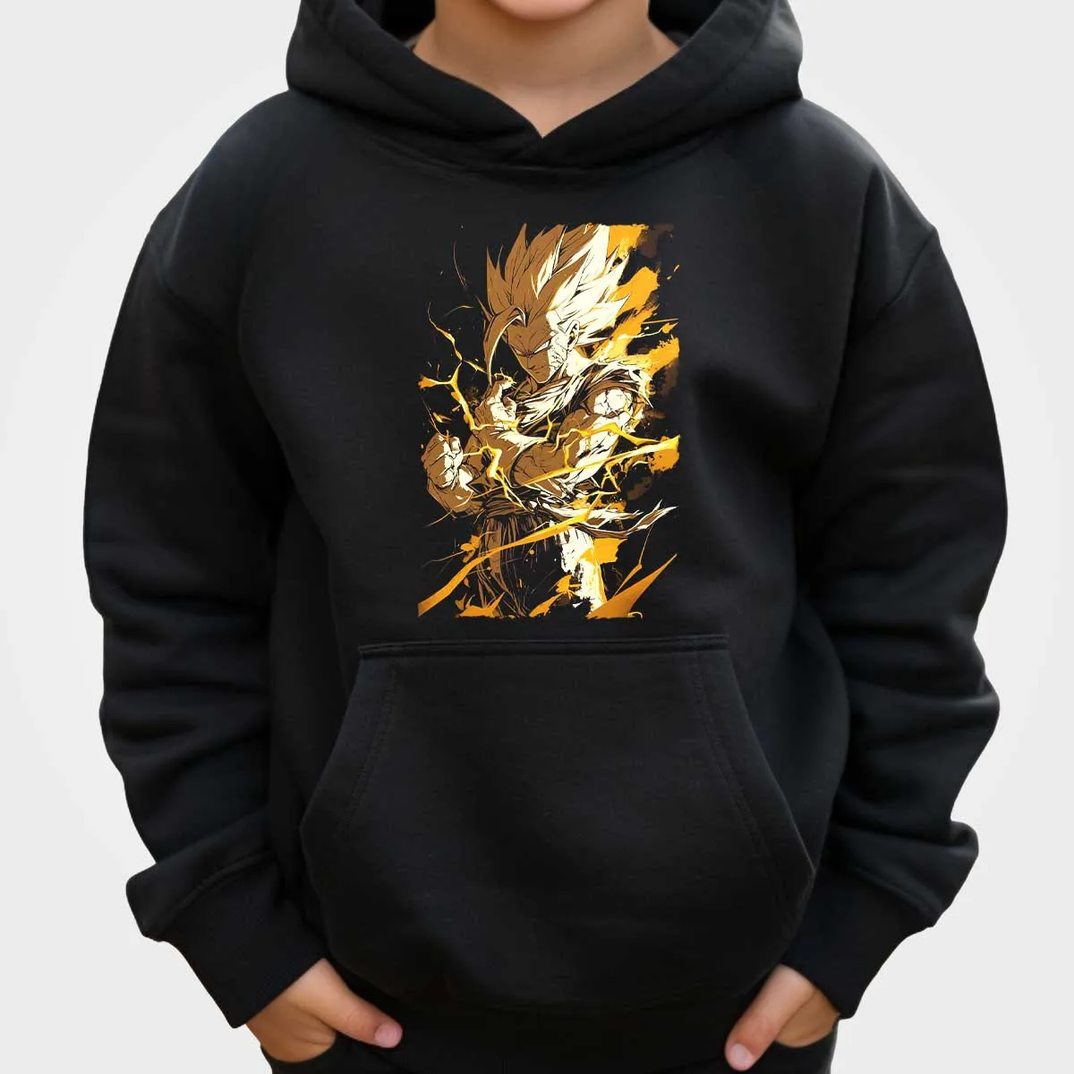 Dragon Ball Super Saiyan Rose Goku Black Hoodie with Pink Blue Splash Print Anime Battle Graphic Cool Streetwear for Men and Kid - view 4