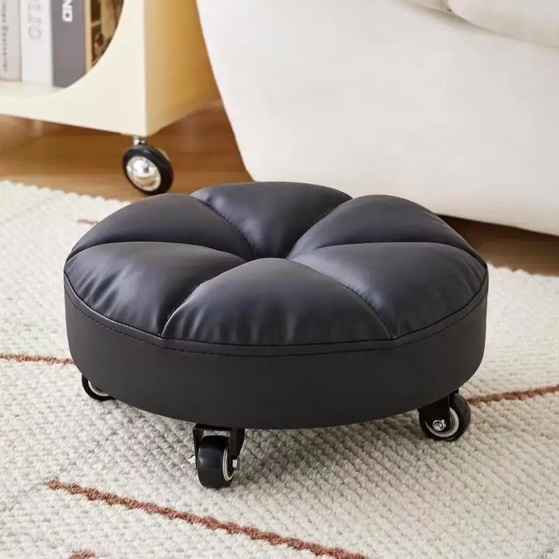 Household Rotatable Stool Pulley Low Stool With Universal Wheel Living Room Multifunctional Bench Bedroom Rotatable Low Stool