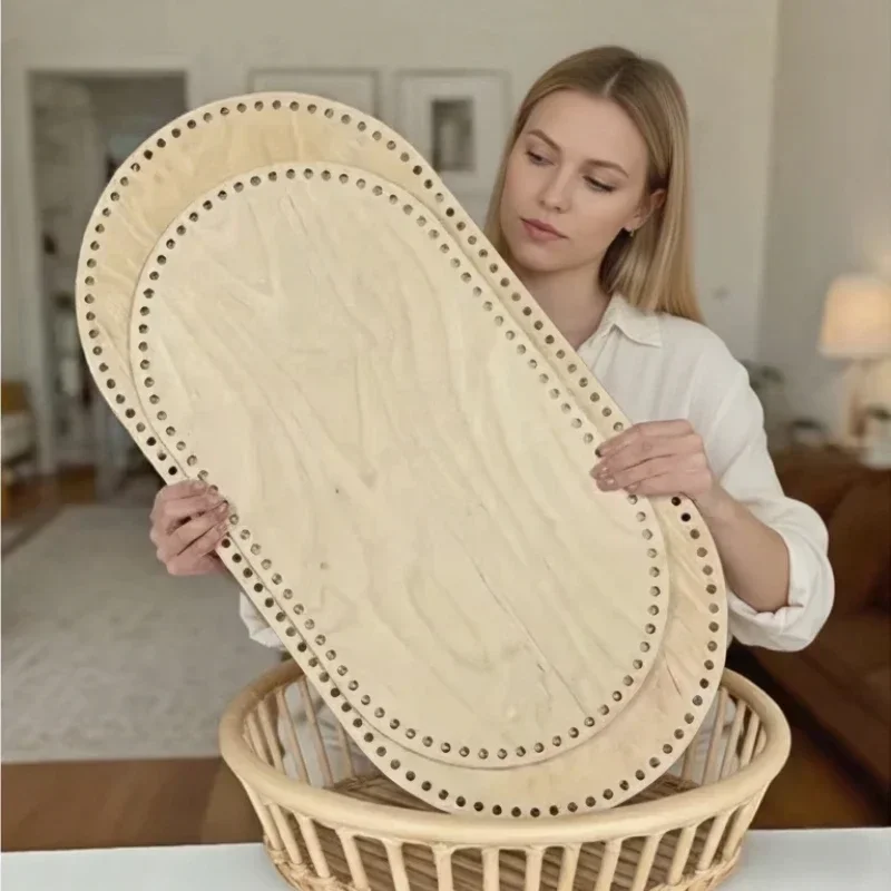 2026 new model 45cmx24.3cm4.5mm baby cradle wooden bottom plywood crochet base moses basket wood bottom for crochet view 2