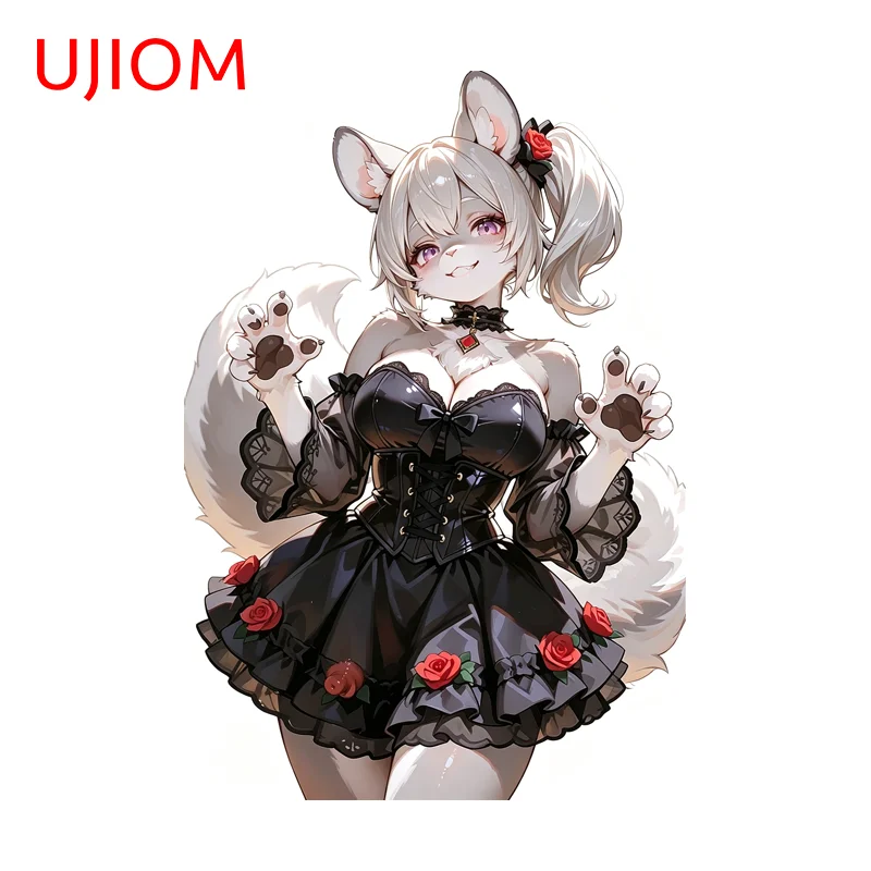 UJIOM Furry Cute Bunny Girl Wall Sticker Creative Unique Waterproof Veneer Decal Suitable For Trendy DIY Decor Accessories