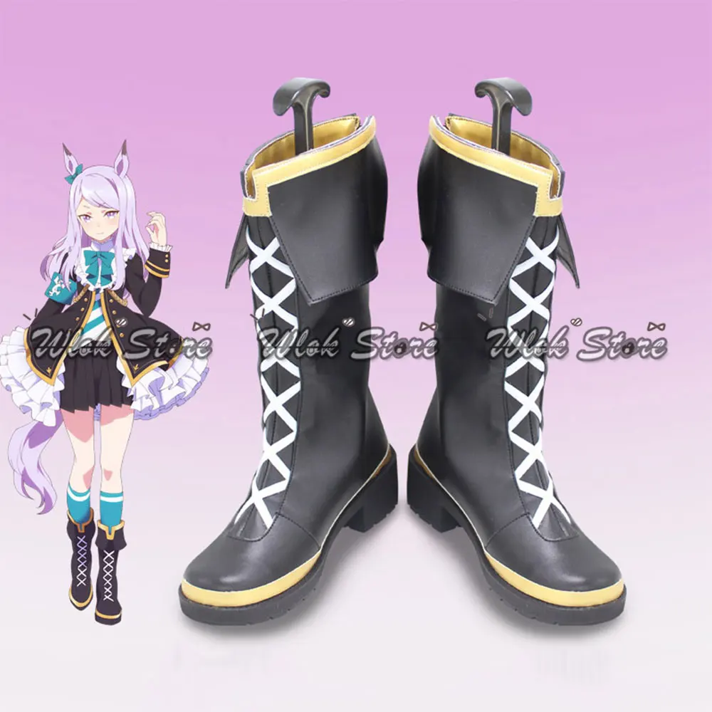 

Umamusume Pretty Derby Mejiro McQueen Cosplay Shoes Black Boots Anime Halloween Party Carnival Role Play Shoes Customized