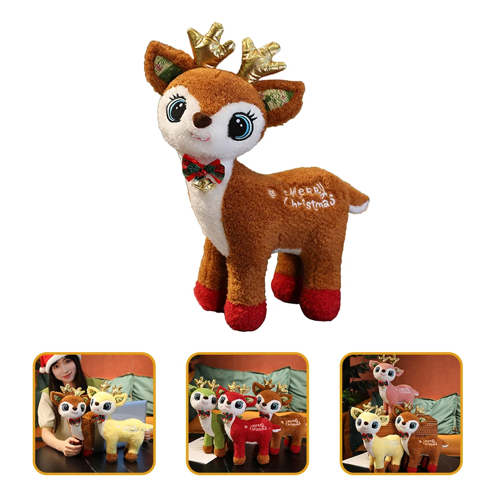 Christmas Plush Toy Compact Size Stuffed Animal Deer Decoration The Bed Christmas-themed Vivid Pp Cotton Ornament