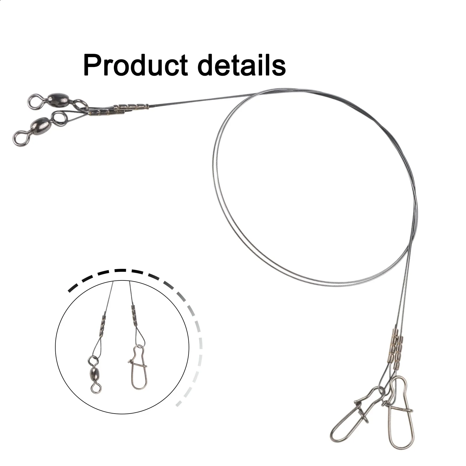 2er-Pack Titan-Angelvorfachseil mit Wirbel und Duo-Lock-Verschluss, 7x7-Strang-Stahlkabel für Raubfische, 30/35 cm, 14/18 kg – Detail 2