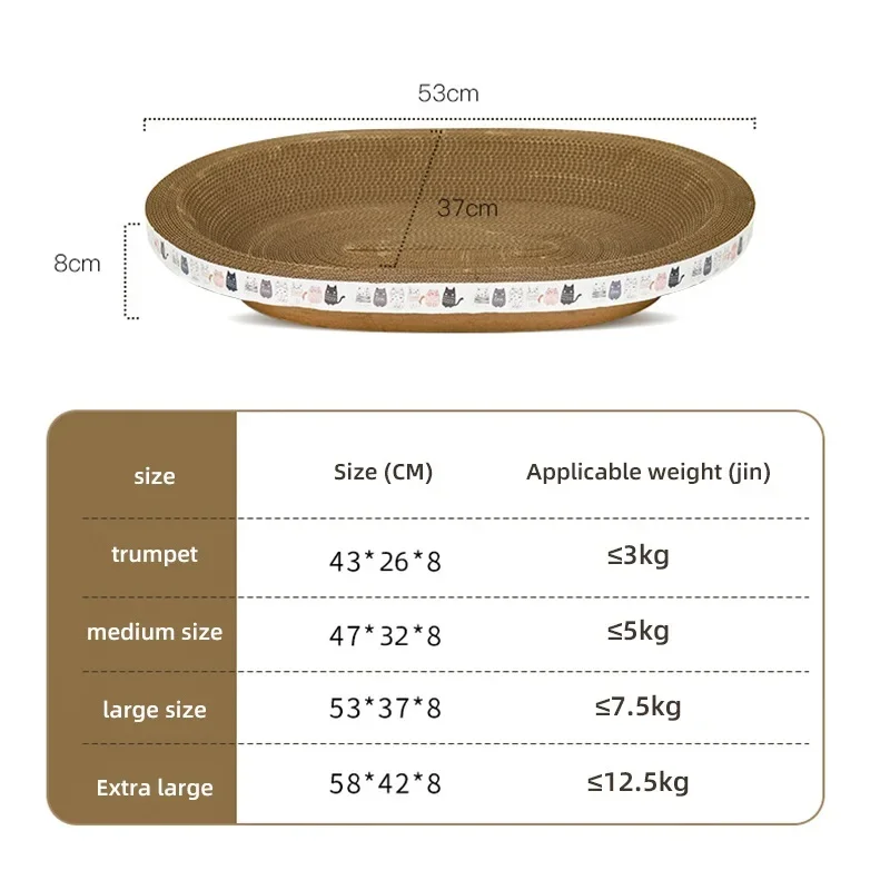 HOOPET Skrobak dla kota Skrobaki do desek Okrągłe owalne zabawki dla kota Meble Sofa Poduszka Łóżko Szlifowanie Pazur dla kotów Odporny na