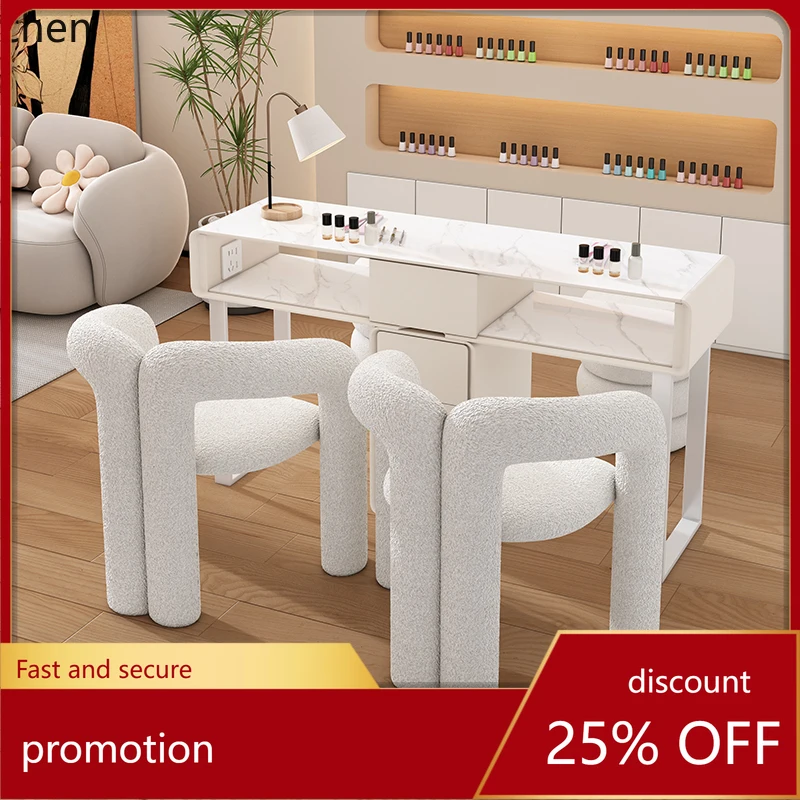 HXL all solid wood modern light luxury manicure table rock slab single double manicure and nail salon..