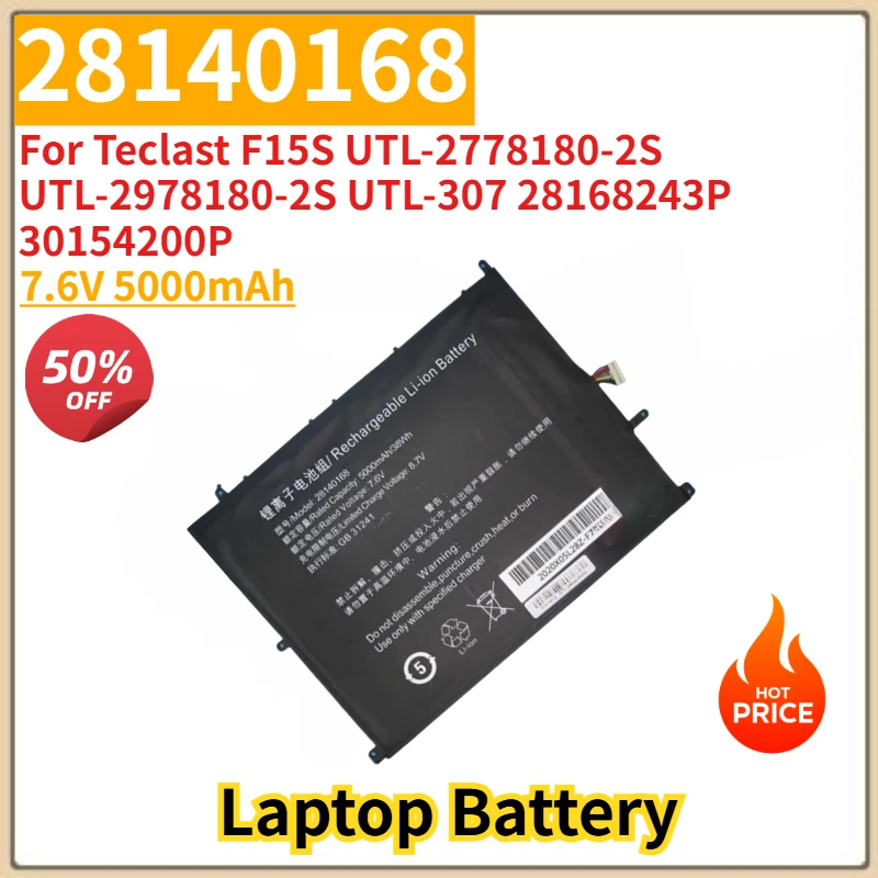 

Высококачественная аккумуляторная батарея для ноутбука 7.6V 5000mAh для Teclast F15S UTL-2778180-2S UTL-2978180-2S UTL-307 28168243P 30154200P