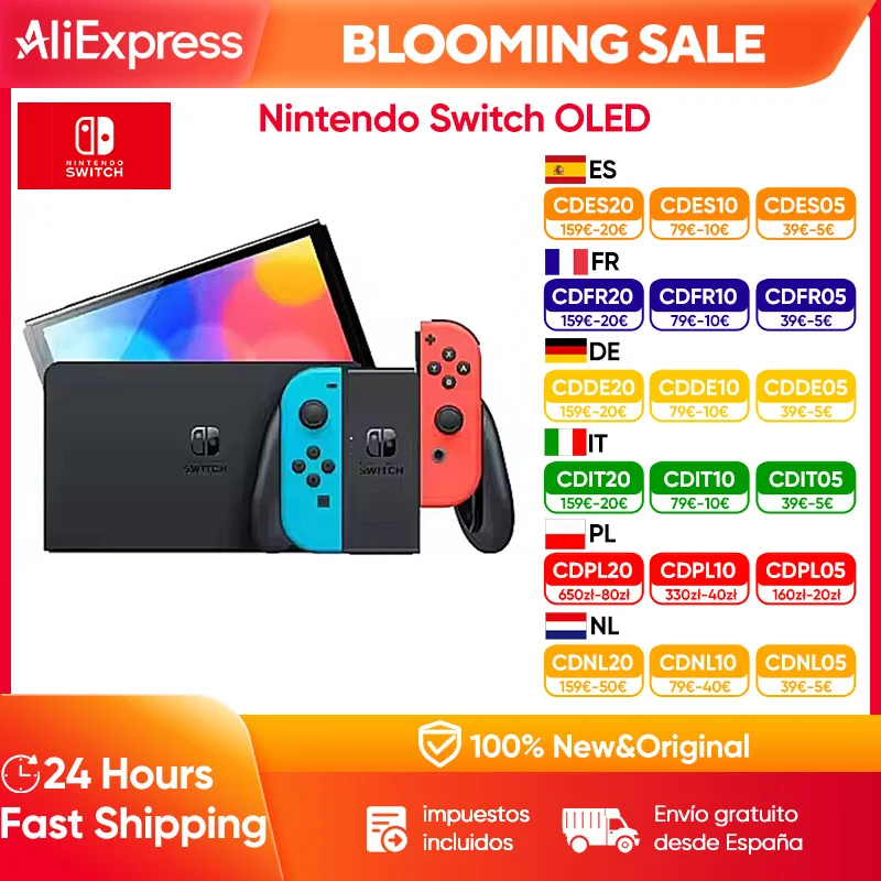 Nintendo Switch OLED-gameconsole met witte of neon (64 GB) 7 inch OLED-scherm verbeterde audio LAN-poort met kabel