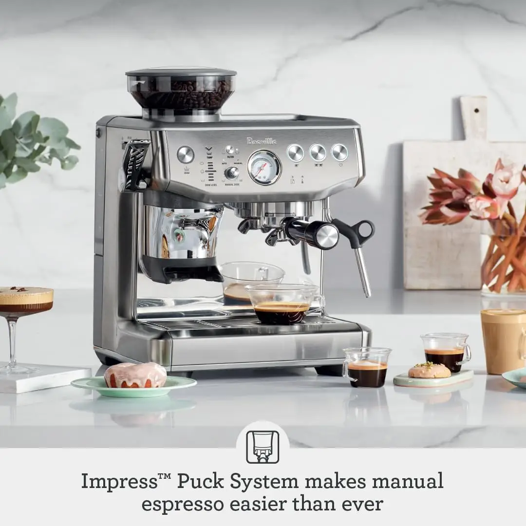 Espresso Machine with Grinder & Milk Frother, Espresso Maker with Assisted Tamping, Cappuccino & Latte Machine for Home