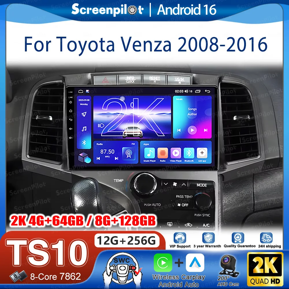

Автомагнитола Android 16 для Toyota Venza 2008-2016, мультимедийный видеоплеер, GPS-навигация, сенсорный экран, Bluetooth