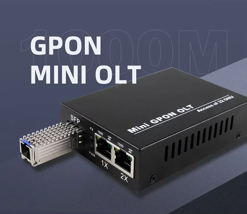Mini GPON OLT STICK Single Port 1 GPON Port 2*GE Ports 1.25G Support 32 ONU Uplink Portable Fiber Optic Equipment Use for FTTH
