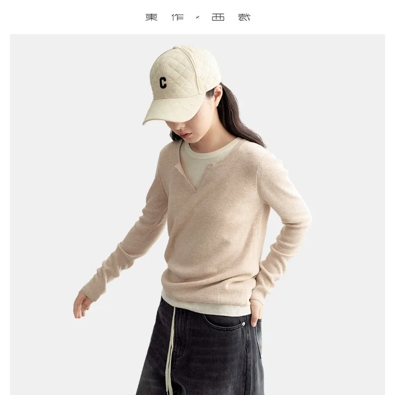 

Super Easy to Wear ~ 2025 Autumn and Winter New Style Fake Two-Piece Knitwear for Women, High-End Inner Layer Woolen Sweater Top