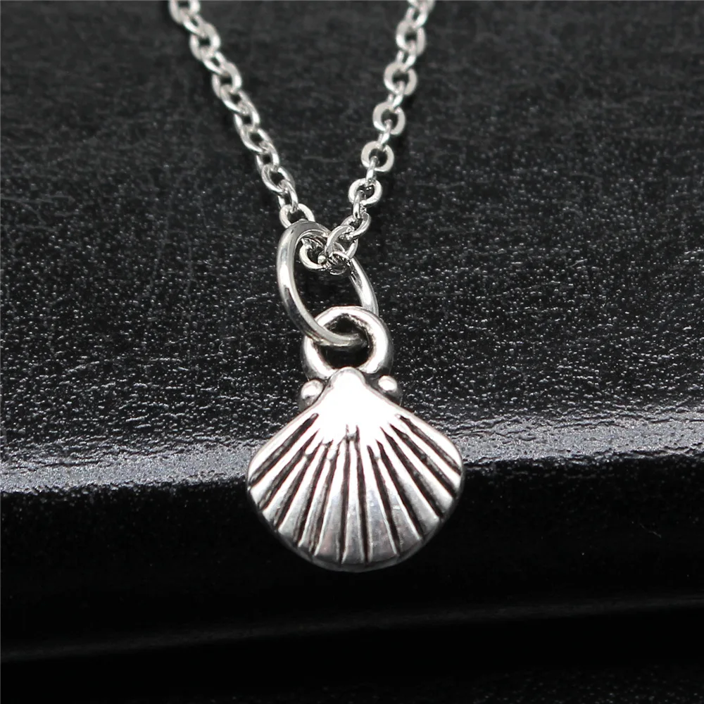 Drop Shipping Antique Silver Color 12x9mm Shell Necklaces Short Chain Choker Necklaces