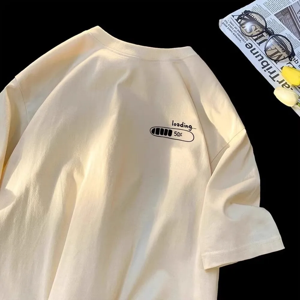 【M-8XL】Men's Oversized Tee Casual Loose Korean Style Simple Power Print T-shirt Suitable Men Women