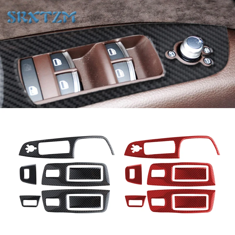 

Carbon Fiber Car Window Lifter Control Switch Panel Sticker Decal Interior Trim Cover For Audi Q7 2008-2015 LHD