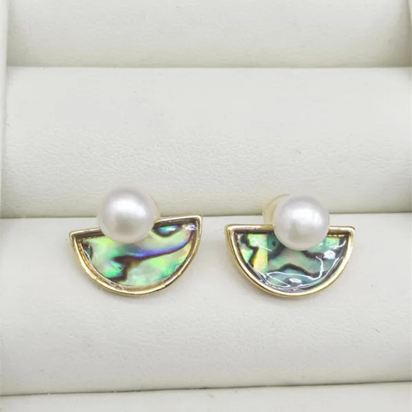 Real Freshwater 6-7mm White Color Pearl Earrings Stud Earrings Nice Party Wedding Girl Female Women Gift 10 pairs/lot