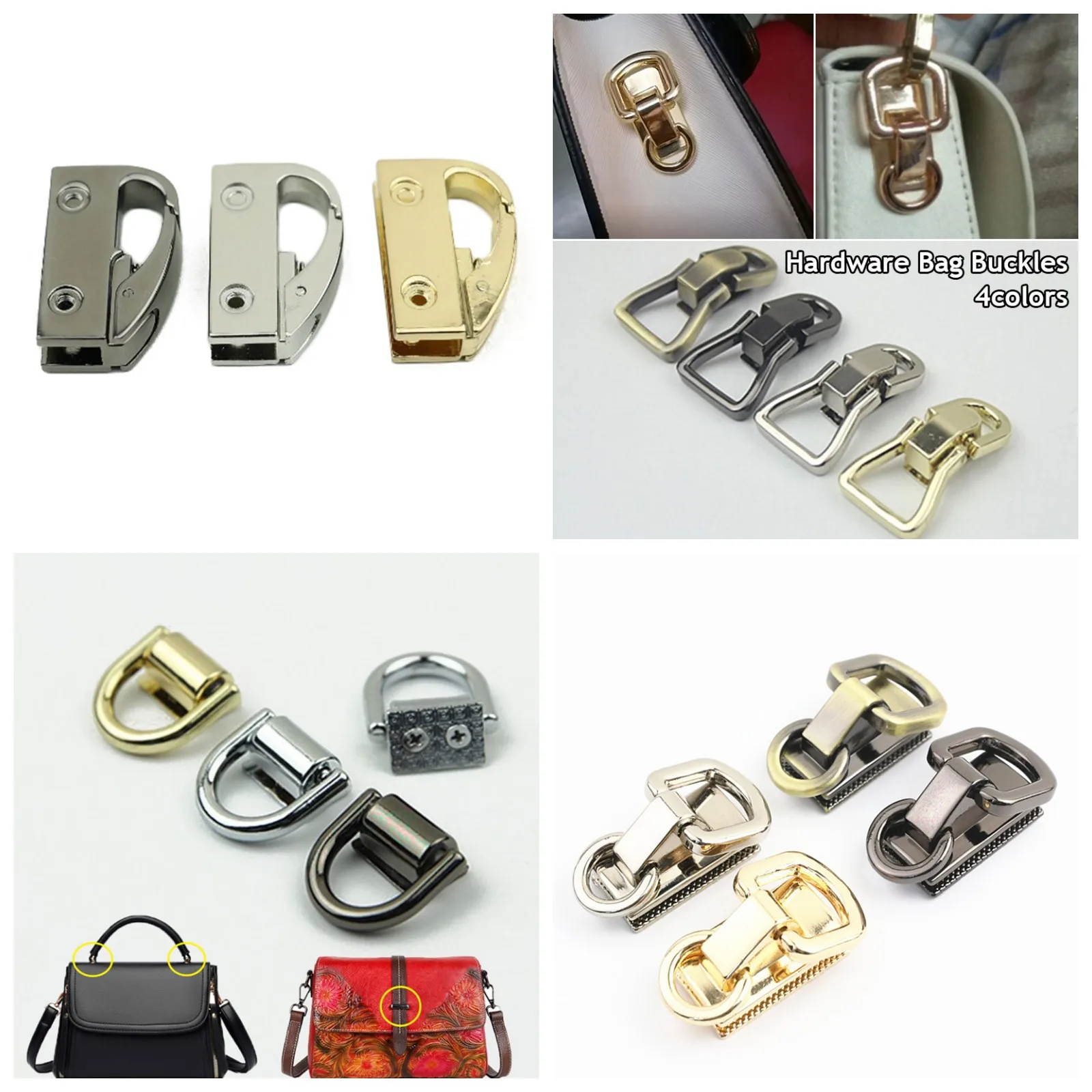 2 Teile/satz Tasche Griff Stecker Metall Hardware Schnalle für DIY Handtasche Tasche Geldbörse Zubehör Schwarz Gold Silber Schnalle 2021 Neue