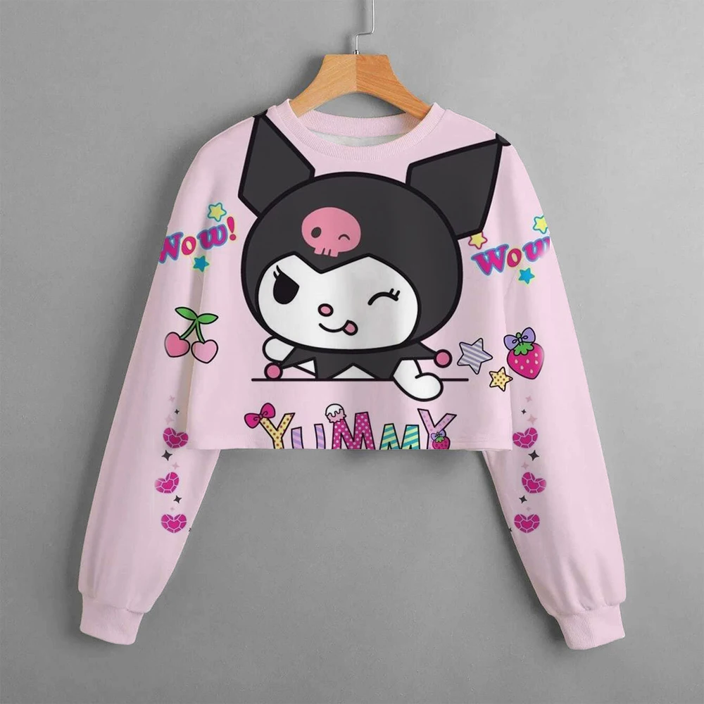 

Hello Kitty Kuromi Hoodie Girls Long Sleeve Sweatshirts Children Spring Autumn 3-14 Years Old Cartoon Kids Casual Hooded Tops