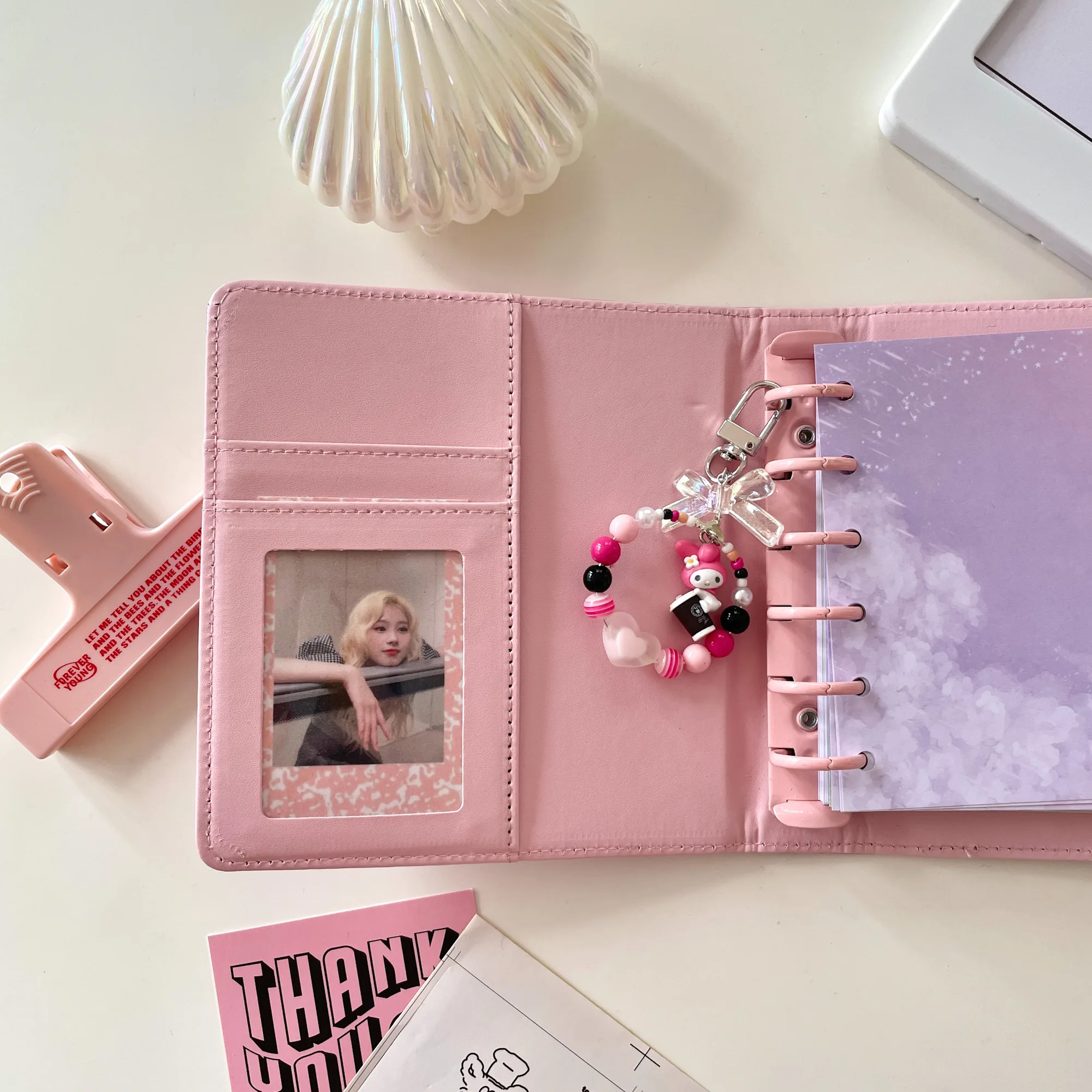 MINKYS New Square Laser Bling PU Leather Photocards Collect Book Binder Notebook Cover Diary Agenda Planner Stationery