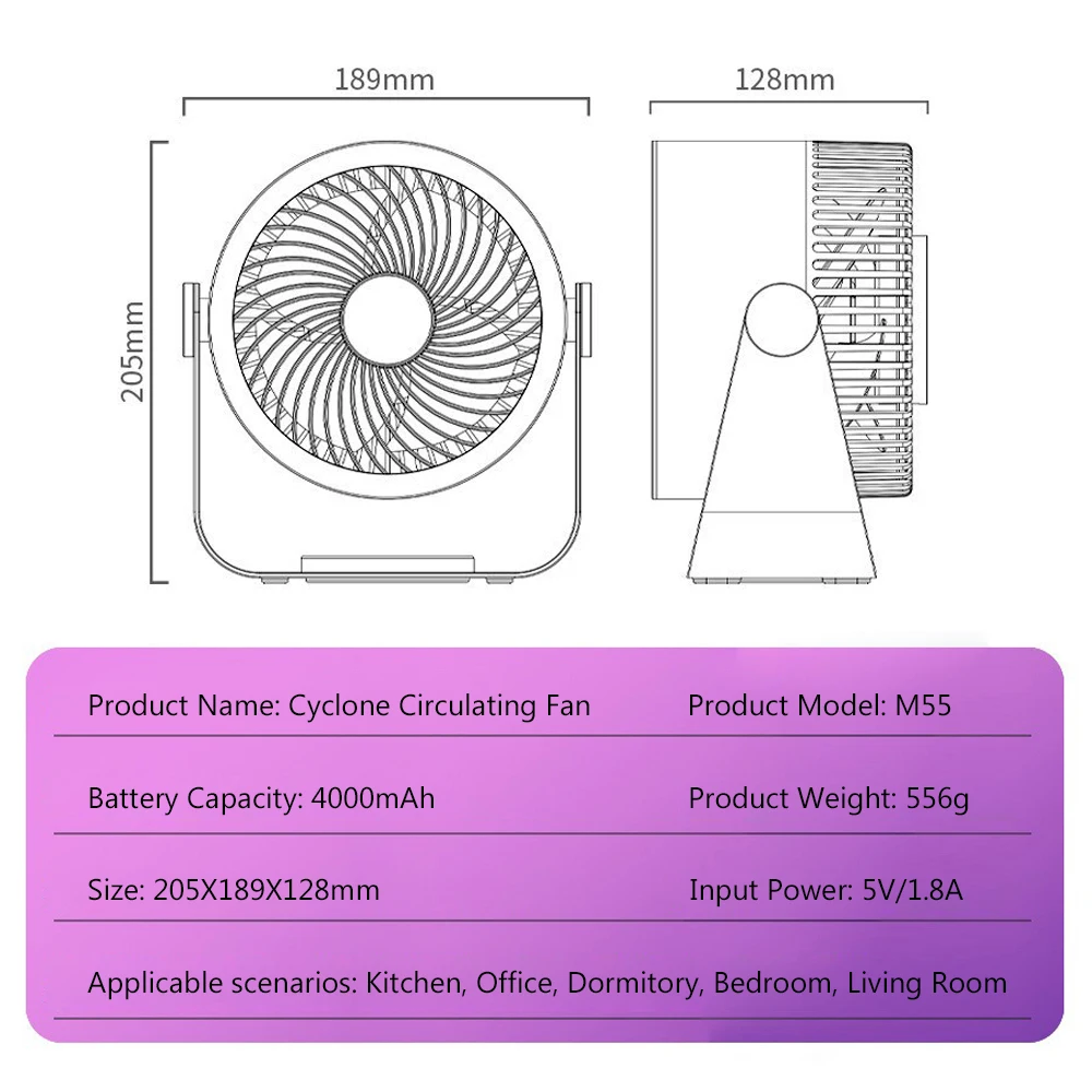 4000mah Multifunction Electric Fan  Rechargeable air circulation Stand Fans Summer Cooling Camping fan Portable air conditioner