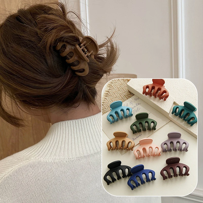 New Frosted Hair Clip For Women Acrylic Hair Claw Medium Size Hair Clamp Claw Clip Crab Hairpin Fashion Headwear Ponytail Holder