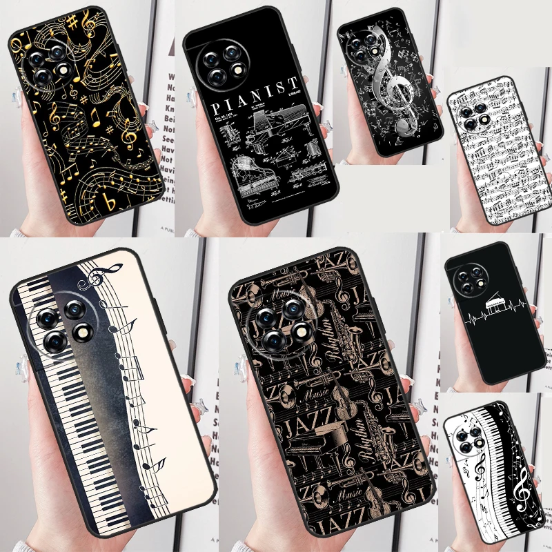 Funda Musical de teclas de Piano para OnePlus Nord 4 CE 3 2 Lite N30 N20 9 10 Pro 8T 9RT 10T 11 OnePlus 13 12 R
