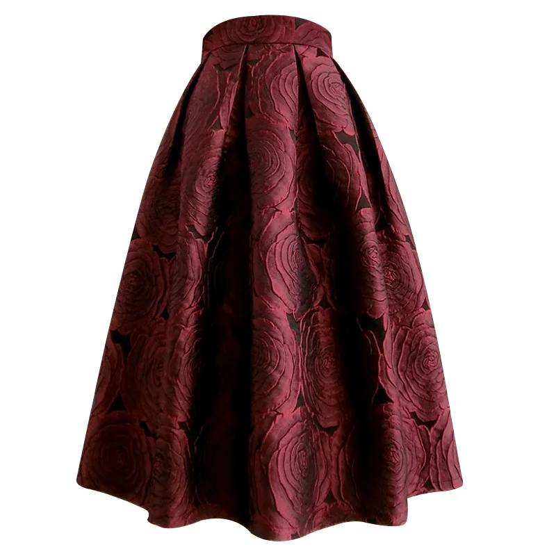 Women's Runway Fashion Spring Autumn Designer Floral Jacquard Skirt Female High Waist Basic A-line Skirt TB457