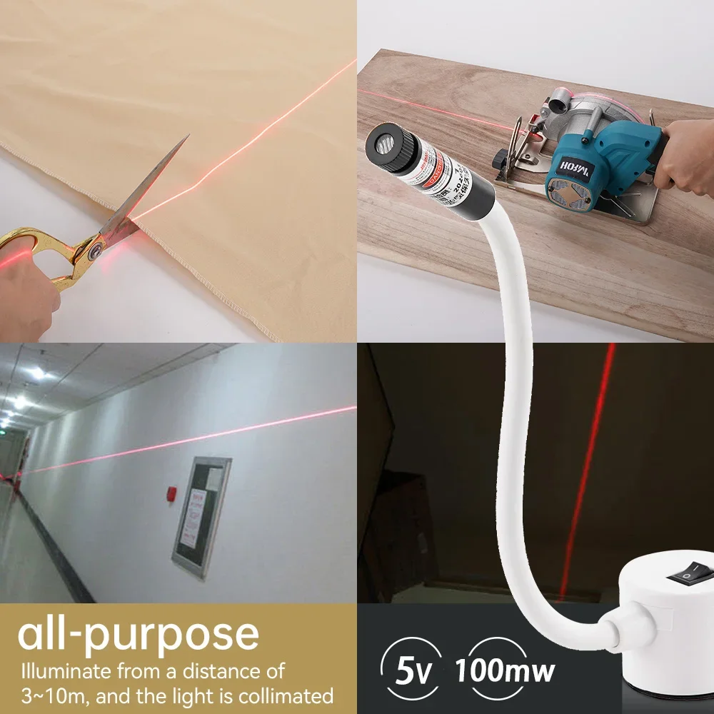USB Red Laser Positioning Light Infrared Working Lamp Cutting with Magnetic Base DC5V Line/Cross Sewing Machine Accessories