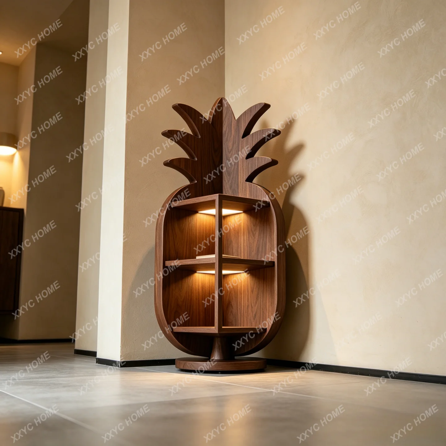 

Creative pineapple corner cabinet LED light strip living room bedroom corner storage rack