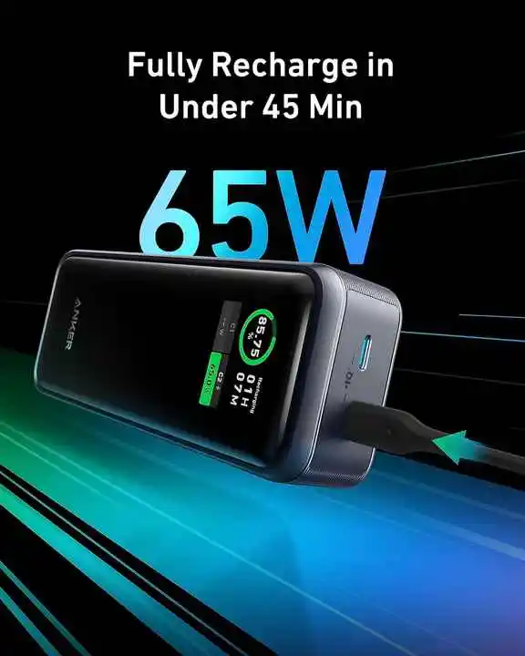 باور بانك TLF Anker Prime بقدرة 12000 مللي أمبير في الساعة 130 وات ماكس شحن عالي السرعة مع شاحن محمول بمنفذين وشاشة رقمية ذكية لهاتف iPho #4