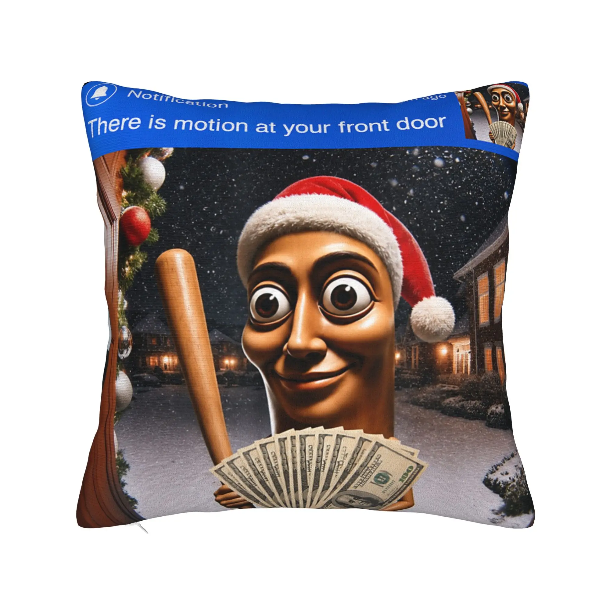 There is Motion at Your Front Tung Tung Sahur Christmas Pillow Case Pillow Cover Cushion Cover For Sofa Couch Bed Living Room