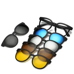 6 In 1 Custom Mannen Vrouwen Gepolariseerde Optische Magnetische Zonnebril Clip Magneet Clip Op Zonnebril Polaroid Clip Op Zonnebril frame
