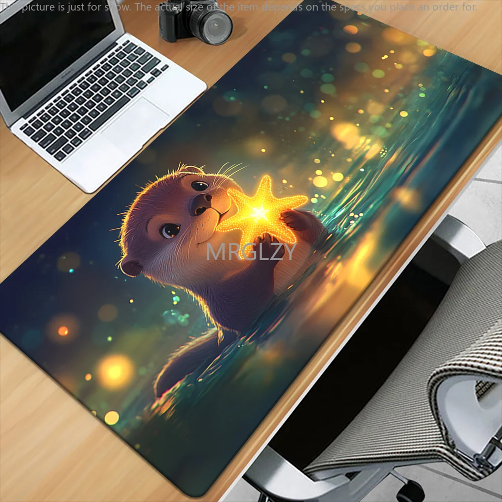 

Otter Patterns Mouse Pad Large Rubber Base Anti-slip PC Desk Accessories Mousepad for Offices and Gamer Keyboard Mats Decor Mat