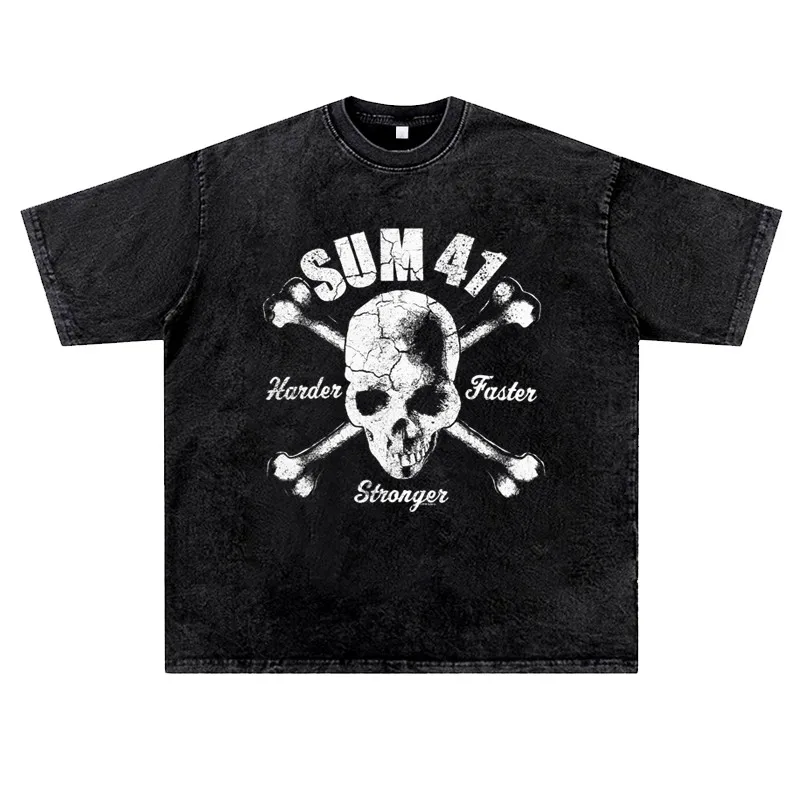 

American Vintage Wash To Do Old Trend Niche Rock Punk Sum41 Band T-shirt Men and Women Summer Luxury Brand High Quality