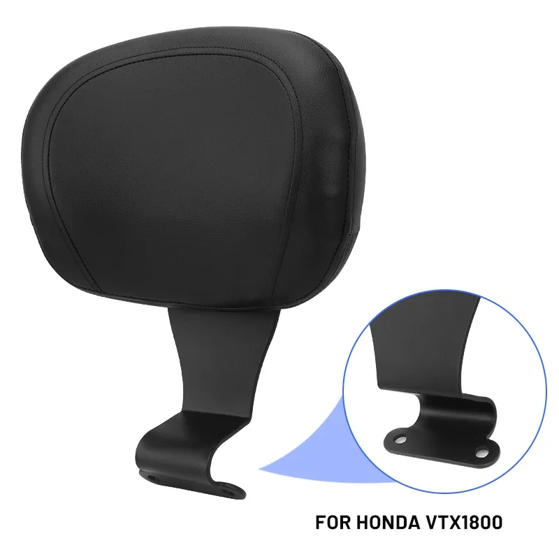 Motorcycle Front Rider Plug In Driver Backrest Black Sissy Bar Leather Cushion Seat Pad For Honda VTX 1800 VTX1800