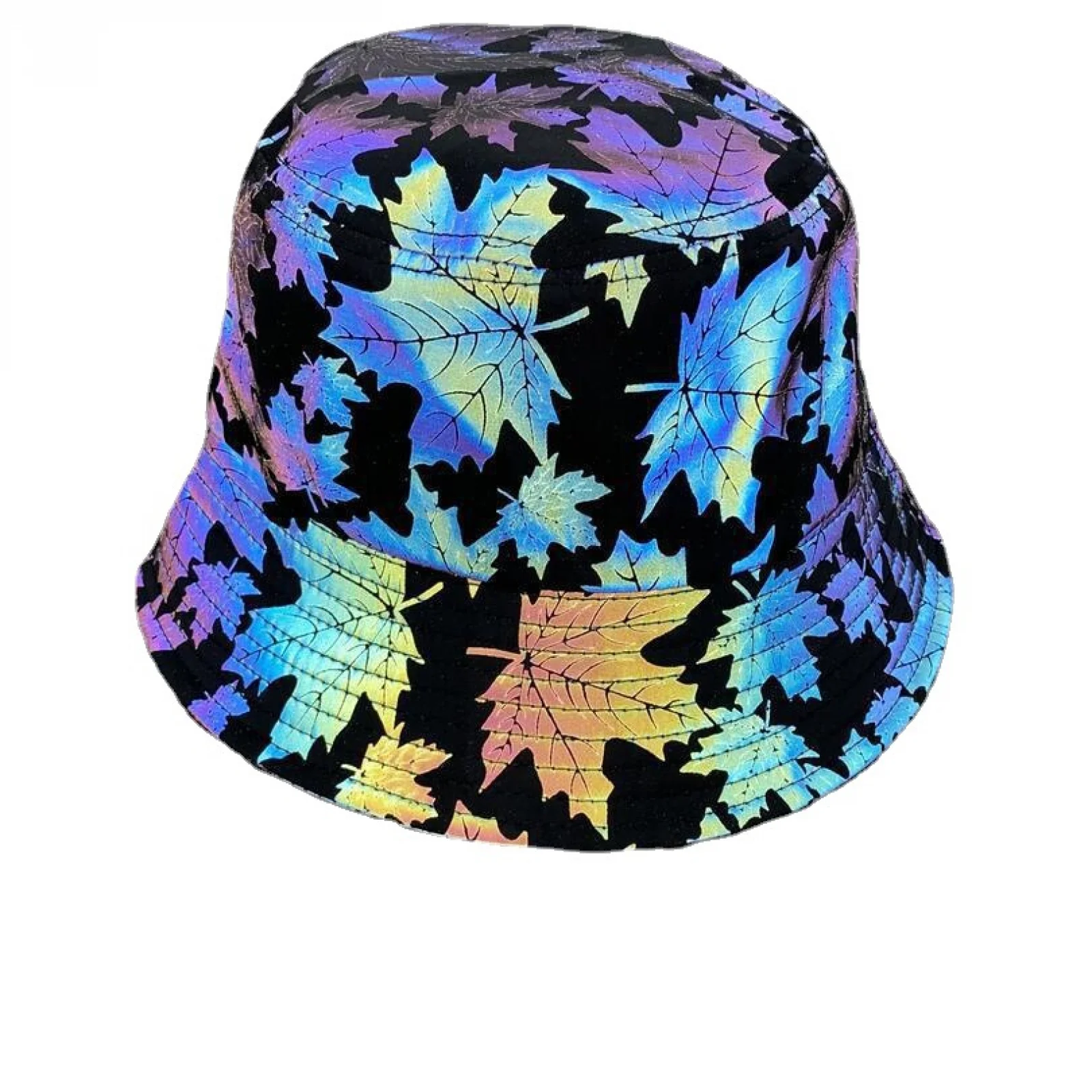 Kleurrijke reflecterende emmerhoed mannen vrouwen nachtclub hiphop lichtgevende pot zonnehoeden unisex regenboog halloween caps rave hoofddeksels