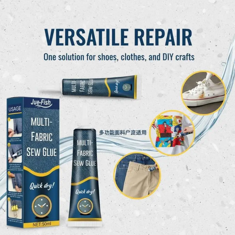 50ml Liquid Sew Glue Versatile Fabric  Adhesive Waterproof Fabric Repair Seam Adhesive for Clothing Textiles