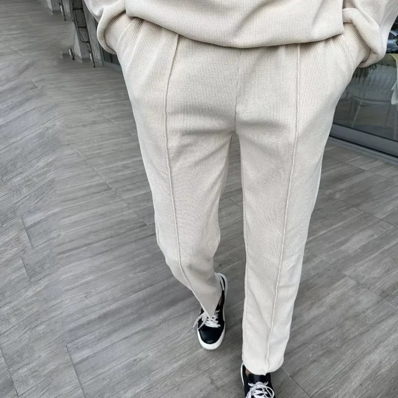 Frühling Herbst Herren Cord Zweiteiler Set Stehkragen Halb-Reißverschluss-Pullover Passende Hose Europäisch-Amerikanischer Trendiger Loser Lässiger Outfit – Detail 5