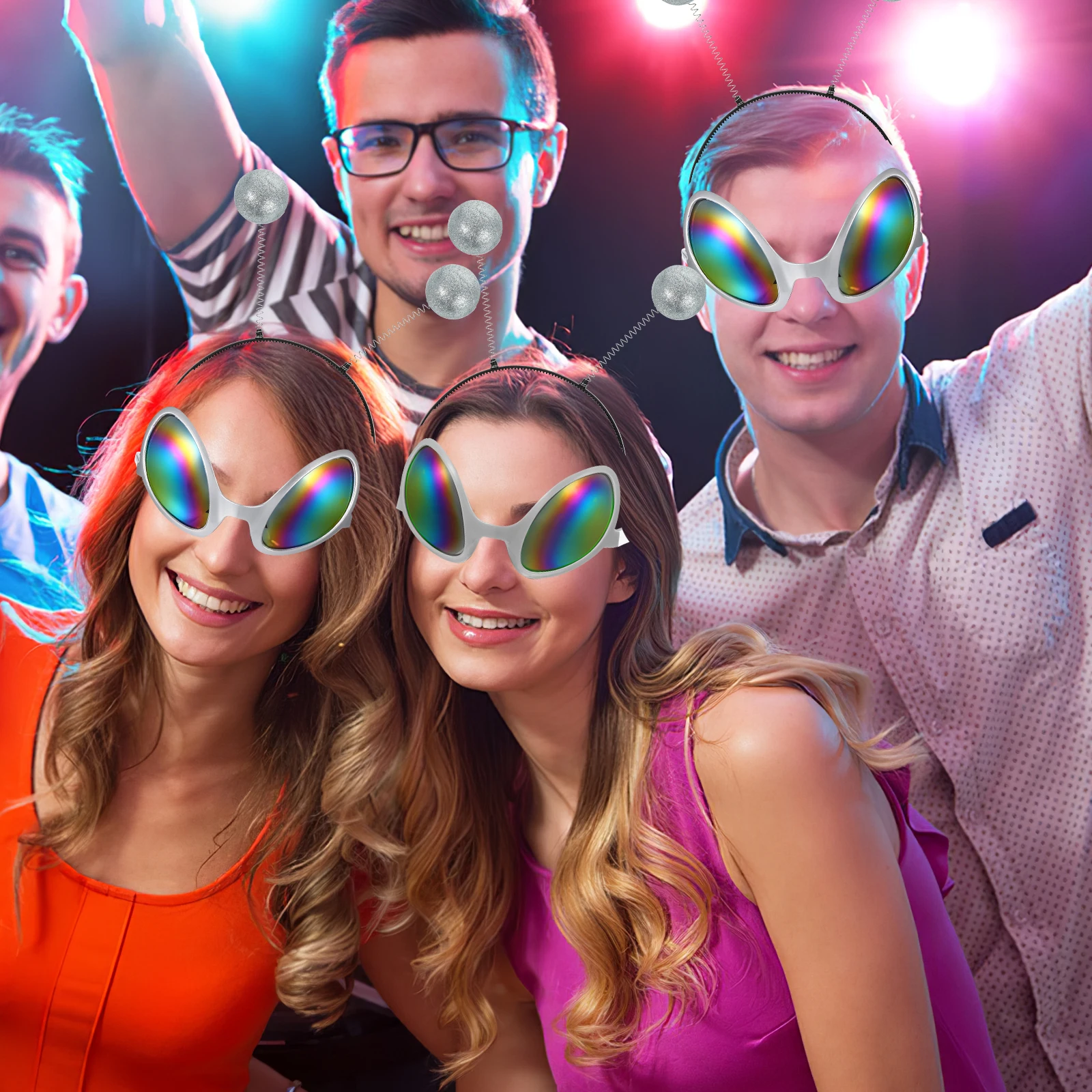 

2pcs Festival Headdress Saucer Man Glasses Funny Headband Hair Accessories Party Glasses Costume Event Prop Fashion Festival