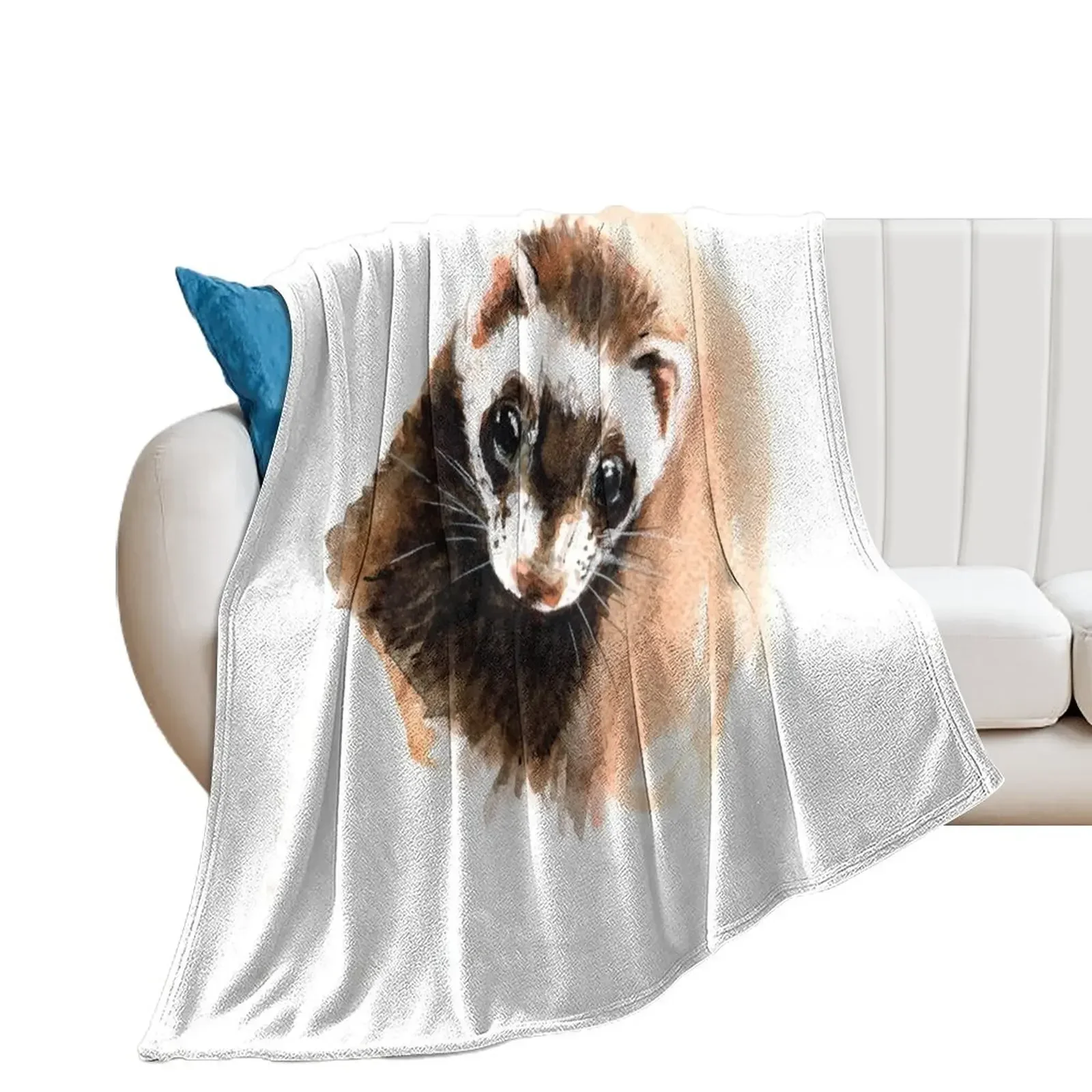 Ferret portrait Throw Blanket Decorative Sofa Polar Camping Blankets