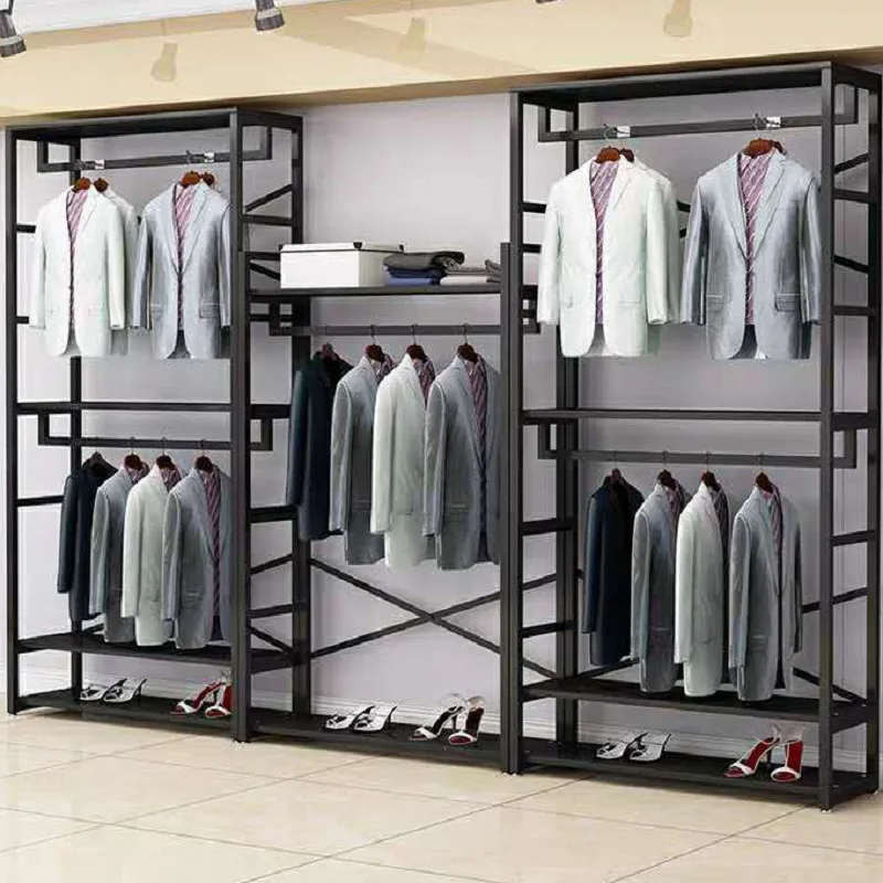 Wood Retail Clothing Display Rack Men's Clothing Stores Fixtures Suit Display Furniture For Men Clothes Shop