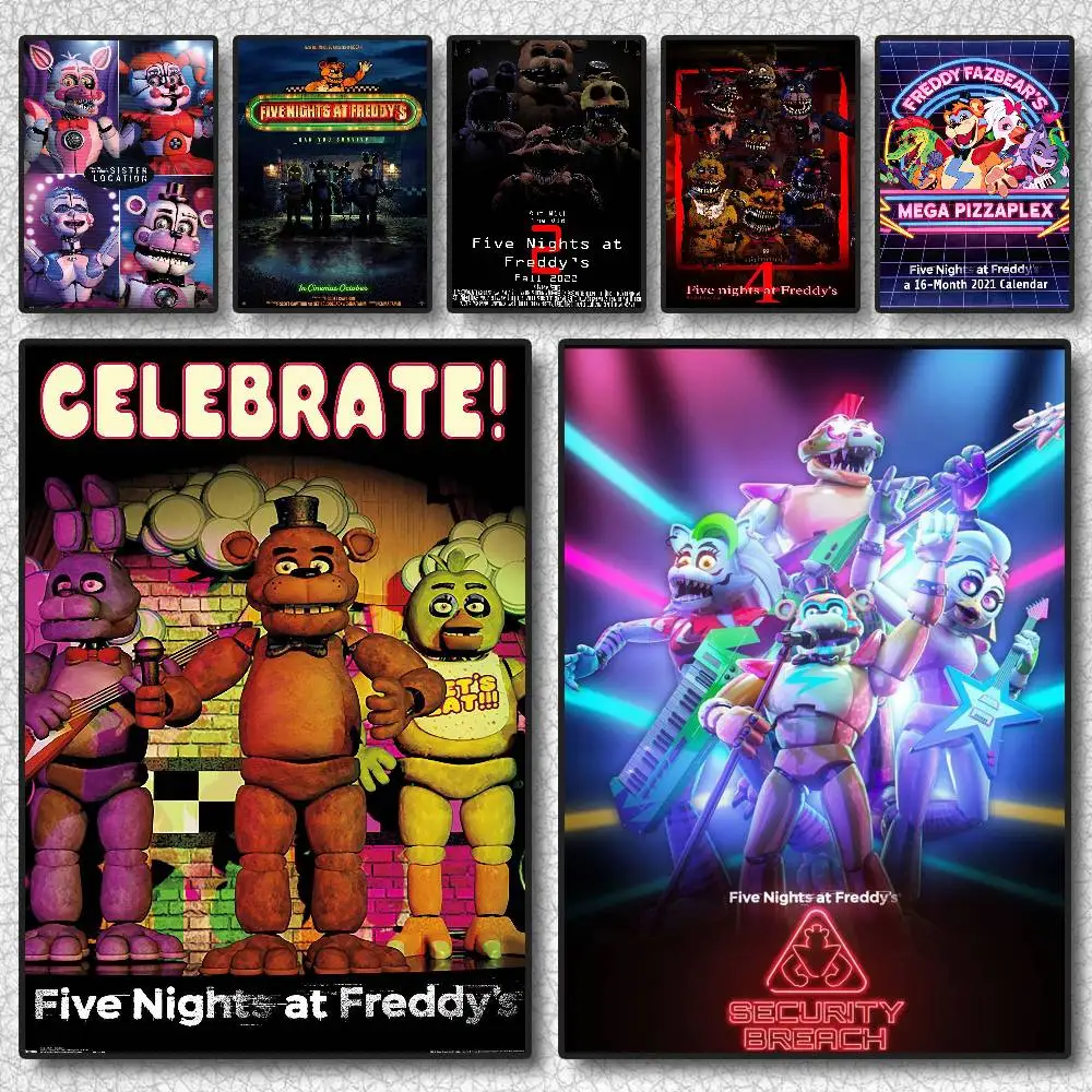 ملصق لعبة Fnaf F-Five-nights-At-F-Freddys عالي الدقة جدار لاصق مقاوم للماء لغرفة المعيشة المنزلية وغرفة النوم والديكور الجمالي