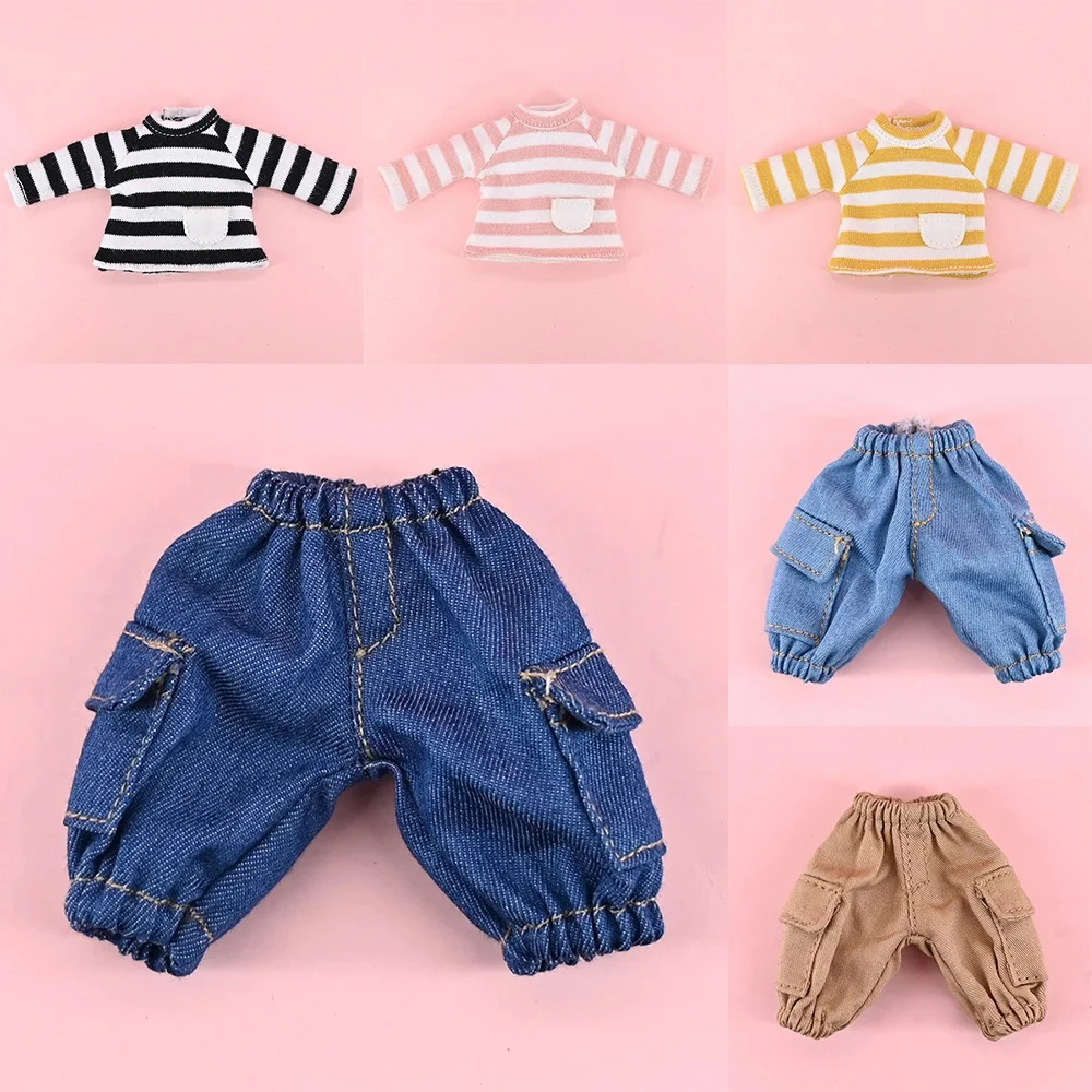Cute casual OB11 Striped Sweatshirt Dolls T-shirt Clothes With Pocket Accessories For 1/12 BJD Doll and Obitsu11,YMY,DOD BJD