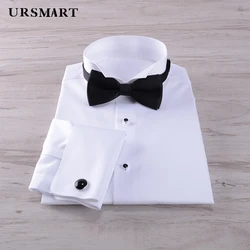 Camicia da uomo abito da sera da sposa camicia a maniche lunghe con colletto piccolo con polsini francesi camicia da uomo