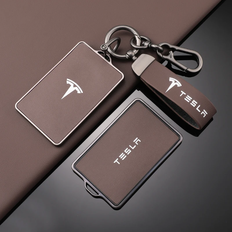 TPU Leather Car NFC Key Case Shell Cover Fob For Tesla Model 3 Model S Model X Model Y Keyless Protector Holder Auto Accessories