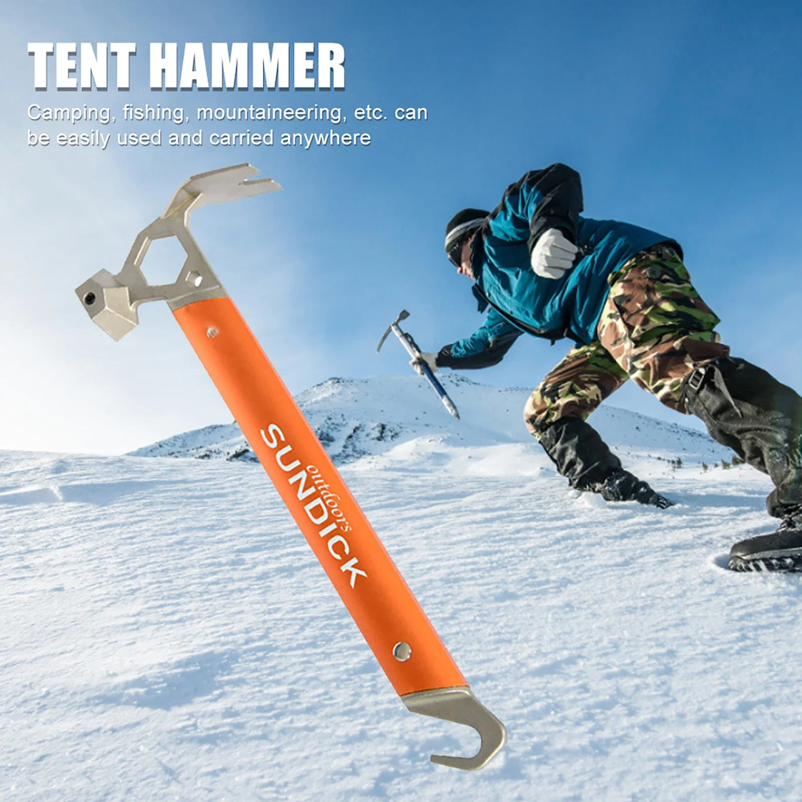 Outdoor tent hammer aluminum alloy handle stainless steel copper hammer mountaineering camping nail puller hammer