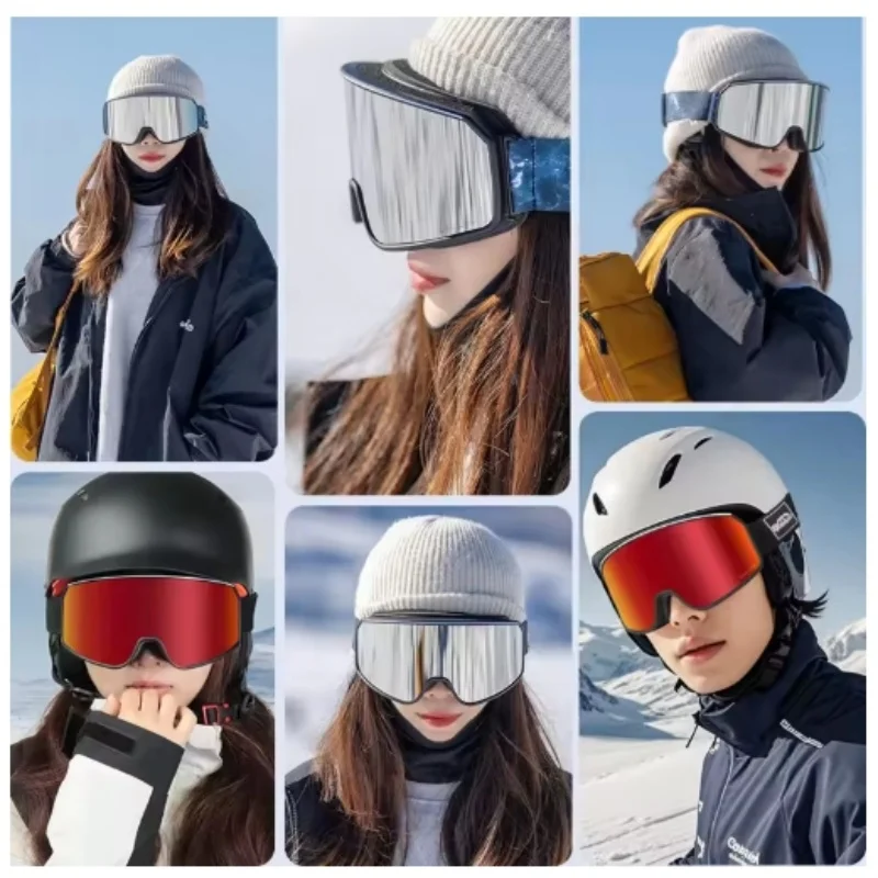 

New cylindrical large-field ski glasses for men and women with single and double-plate double-layer anti-fog mirror card