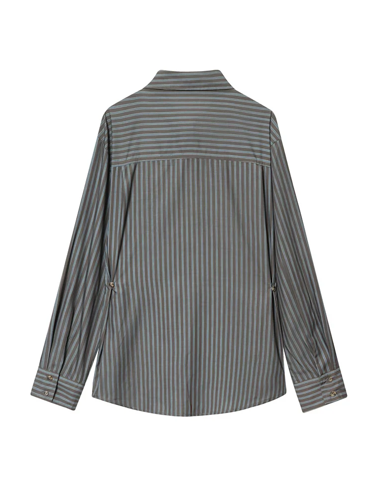 TFMLN новые женские полосатые рубашки для поездок на работу, повседневные рубашки с лацканами и карманами, весенне-осенние модные уличные женские рубашки