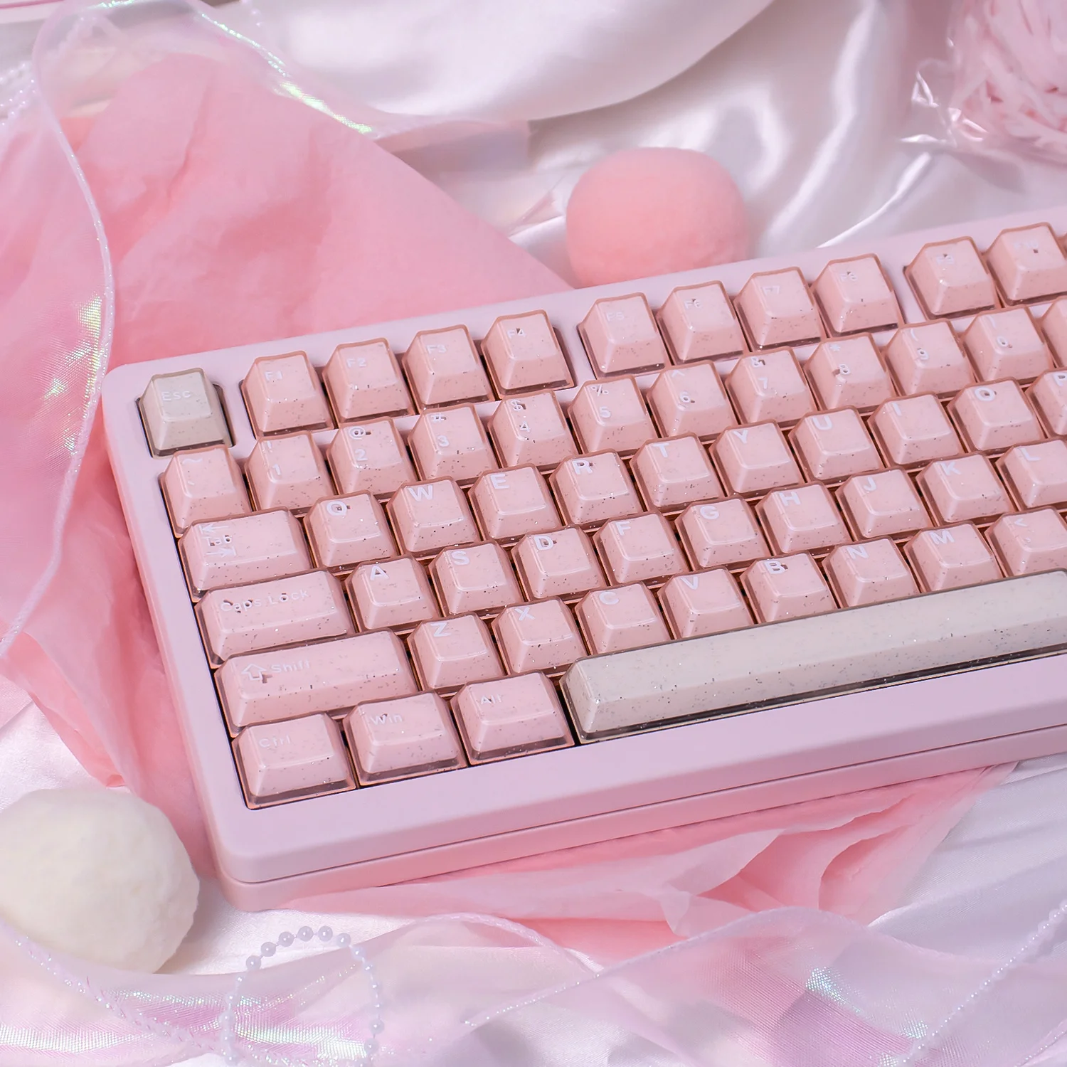 أغطية مفاتيح شفافة وردية لامعة 162 مفتاحًا pbt + PC مجموعات أغطية مفاتيح مزدوجة النار من الكرز لمفاتيح MX ولوحة المفاتيح الميكانيكية #5