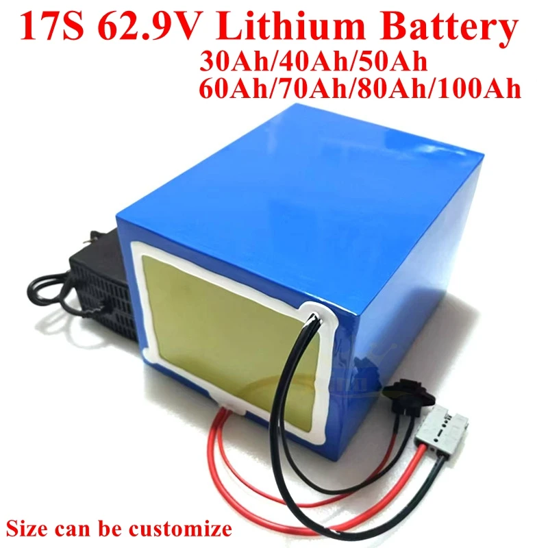 60v 80ah 40Ah 62.9V 100Ah li-ion battery BMS 17S 30Ah 62.9V 50Ah 60Ah lithium for 3000w scooter bicycle motorcycle + charger