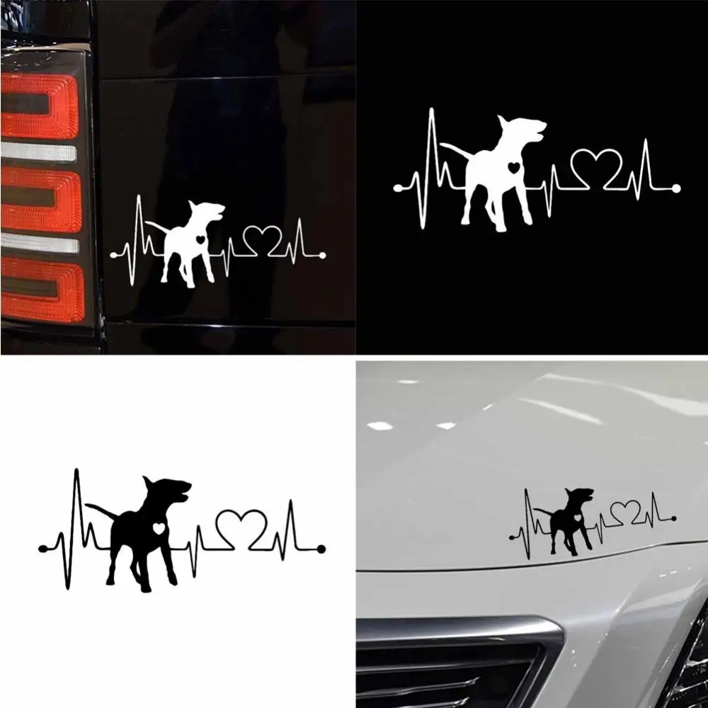 Creative Animal Bull Terrier Dog Electrocardiogram Car Body Window Decals Sticker Decoration